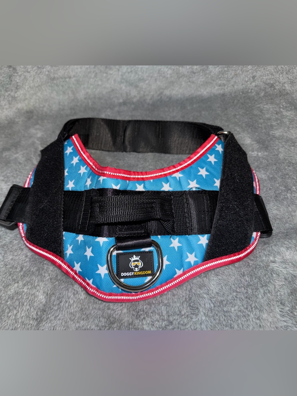 Patriotic Dog Harness Blue With White Stars Doggy Kingdom Size Large